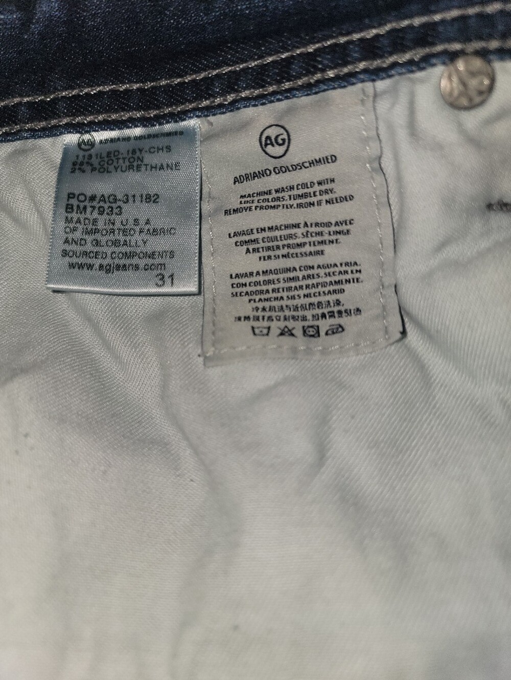 AG Adriano Goldschmied Slim Jeans Men 31 Blue Medium Wash The MatchBox Slim - Picture 8 of 8